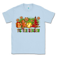 Dusty Blue Tis The Season Christmas With Softball And Gingerbread Man Classic Tee - FaDigitalArtStudio