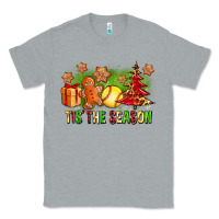 Heather Grey Tis The Season Christmas With Softball And Gingerbread Man Classic Tee - FaDigitalArtStudio