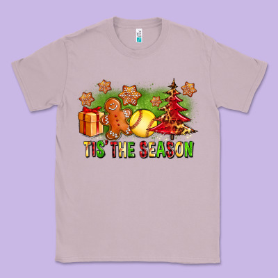 Tis The Season Christmas With Softball And Gingerbread Man Classic Tee Designed By Fadigitalartstudio