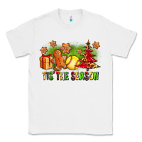 White Tis The Season Christmas With Softball And Gingerbread Man Classic Tee - FaDigitalArtStudio