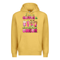 Antique Gold i run on coffee and christmas cheer Premium Hoodie - MaliasSmallBusiness