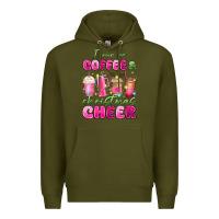 Army Green i run on coffee and christmas cheer Premium Hoodie - MaliasSmallBusiness