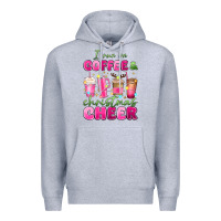Heather Grey i run on coffee and christmas cheer Premium Hoodie - MaliasSmallBusiness