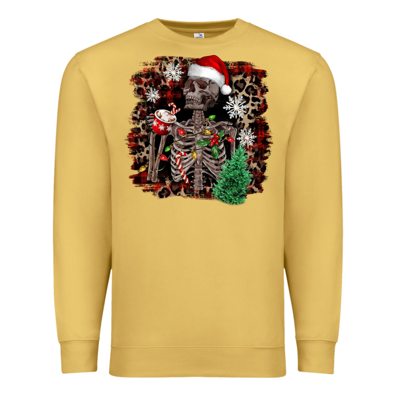 Skeleton With Coffee Cup Christmas Premium Sweatshirt by NancyCooperArtShop | Teevron