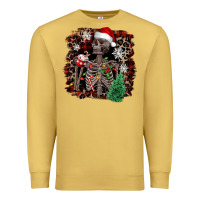 Antique Gold Skeleton with coffee cup Christmas Premium Sweatshirt - NancyCooperArtShop