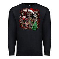 Black Skeleton with coffee cup Christmas Premium Sweatshirt - NancyCooperArtShop