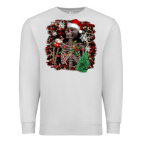 Dove Grey Skeleton with coffee cup Christmas Premium Sweatshirt - NancyCooperArtShop
