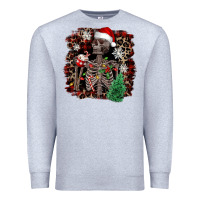 Heather Grey Skeleton with coffee cup Christmas Premium Sweatshirt - NancyCooperArtShop