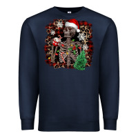 Navy Skeleton with coffee cup Christmas Premium Sweatshirt - NancyCooperArtShop