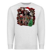 Oatmeal Heather Skeleton with coffee cup Christmas Premium Sweatshirt - NancyCooperArtShop