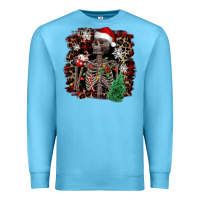 Ocean Blue Skeleton with coffee cup Christmas Premium Sweatshirt - NancyCooperArtShop