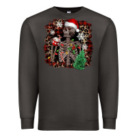 Smoke Skeleton with coffee cup Christmas Premium Sweatshirt - NancyCooperArtShop