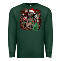 Sports Green Skeleton with coffee cup Christmas Premium Sweatshirt - NancyCooperArtShop