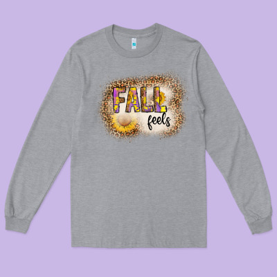 Fall Feels Long Sleeve Tee Designed By Cowhidedigitalart