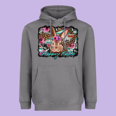 Happy Easter Bunny Western Background Heavyweight Hoodie Designed By Jasminsmagicworld