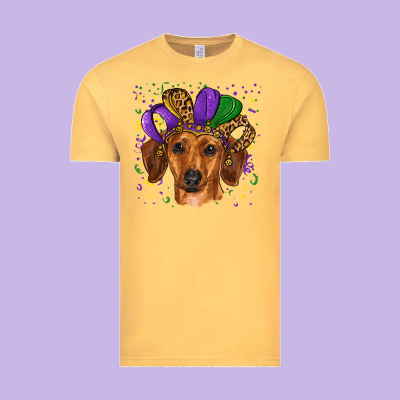 Vintage Tee mardi gras hat dachshund