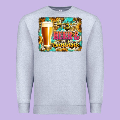Beer And Sunshine Premium Sweatshirt Designed By Jasminsmagicworld