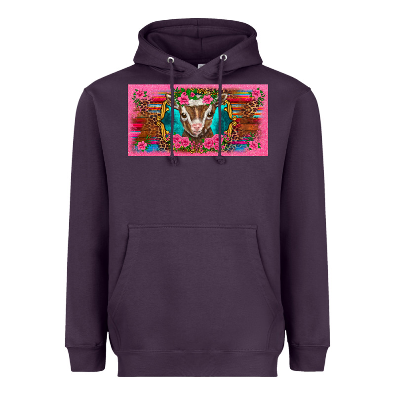 Western Baby Boer Goat Pink Flowers Serape Leopard Pink Glitter Patter Heavyweight Hoodie by BarkalooDesign | Teevron