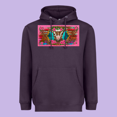 Western Baby Boer Goat Pink Flowers Serape Leopard Pink Glitter Patter Heavyweight Hoodie Designed By Barkaloodesign