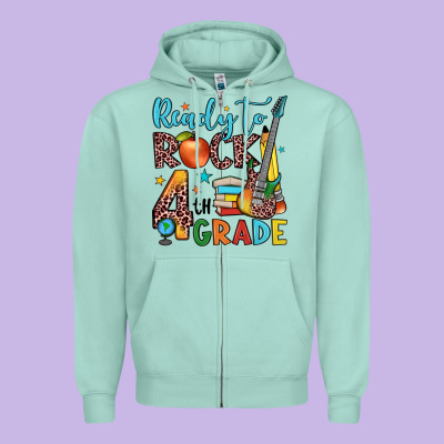 Ready To Rock 4th Grade Zipper Hoodie Designed By Jahusdesignshop