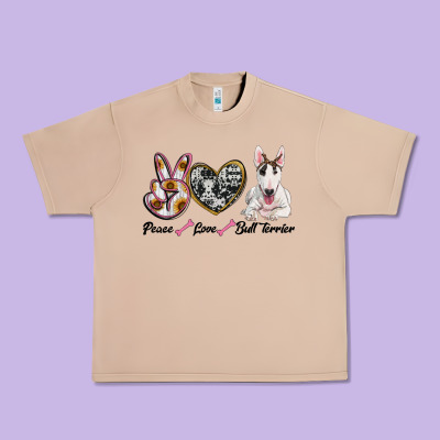 Peace Love Bull Terrier Urban Heavy Tee Designed By Ranaportraitstore