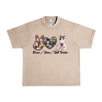 French Oak peace love bull terrier Urban Heavy Tee - RanaPortraitStore