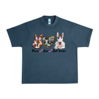 Midnight Navy peace love bull terrier Urban Heavy Tee - RanaPortraitStore