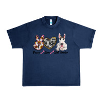 Navy peace love bull terrier Urban Heavy Tee - RanaPortraitStore