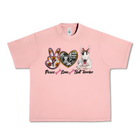 Salmon peace love bull terrier Urban Heavy Tee - RanaPortraitStore