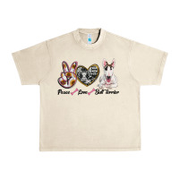 Sandshell peace love bull terrier Urban Heavy Tee - RanaPortraitStore