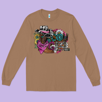 Cowgirl2 Long Sleeve Tee Designed By Sublimationcraftshop