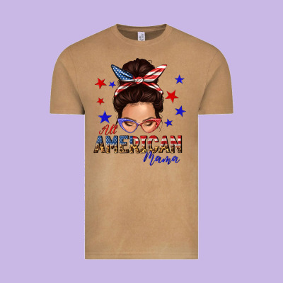 Vintage Tee all american mama messy bun