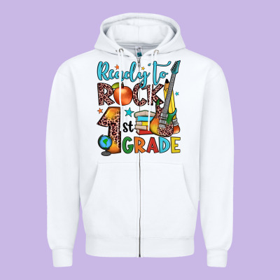 Ready To Rock 1st Grade Zipper Hoodie Designed By Jahusdesignshop