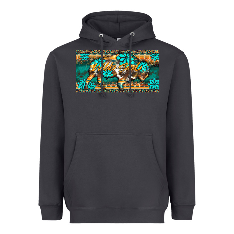 Western  Bison Wild Soul Turquoise's Gemstones  License Plate Template Heavyweight Hoodie by BarkalooDesign | Teevron
