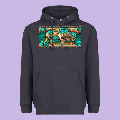 Western  Bison Wild Soul Turquoise's Gemstones  License Plate Template Heavyweight Hoodie Designed By Barkaloodesign