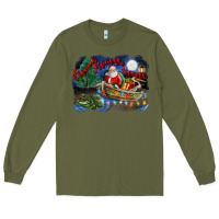 Army Green heaux heaux heaux christmas louisiana swamp Long Sleeve Tee - FaDigitalArtStudio