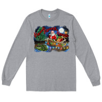 Heather Grey heaux heaux heaux christmas louisiana swamp Long Sleeve Tee - FaDigitalArtStudio