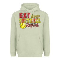 Matcha Eat Sleep Softball Repeat Heavyweight Hoodie - LillyAllenDesigns