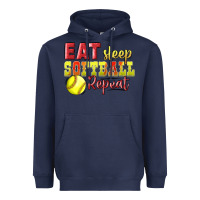 Navy Eat Sleep Softball Repeat Heavyweight Hoodie - LillyAllenDesigns