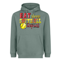 Sage Eat Sleep Softball Repeat Heavyweight Hoodie - LillyAllenDesigns
