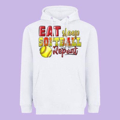 Eat Sleep Softball Repeat Heavyweight Hoodie Designed By Lillyallendesigns