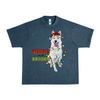 Midnight Navy merry and bright white shepherd Urban Heavy Tee - RanaPortraitStore