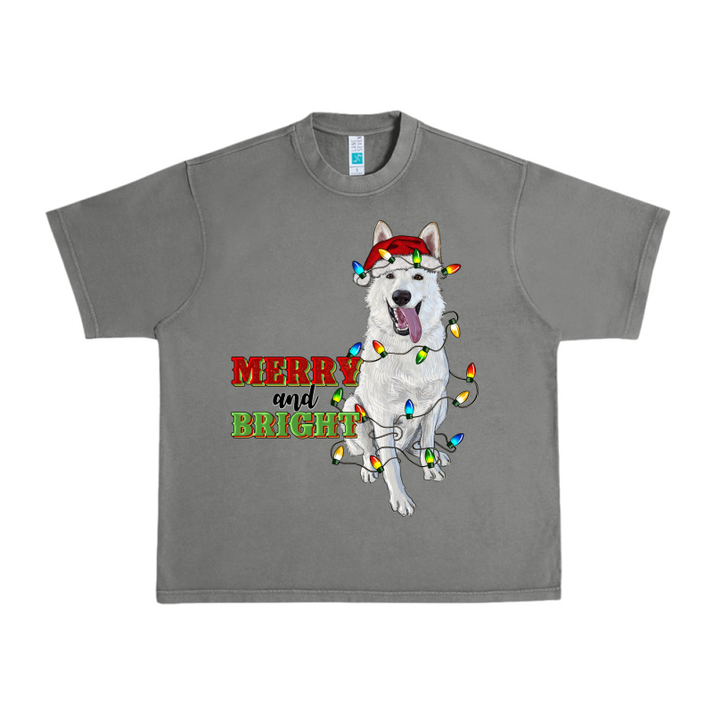 Merry And Bright White Shepherd Urban Heavy Tee by RanaPortraitStore | Teevron