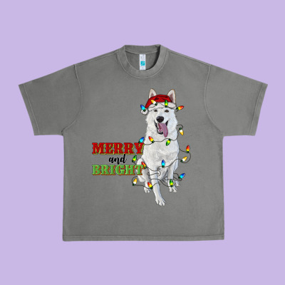 Merry And Bright White Shepherd Urban Heavy Tee Designed By Ranaportraitstore