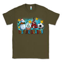 Army Green Tis The Season Christmas With Soccer Ball And Snowman Classic Tee - FaDigitalArtStudio