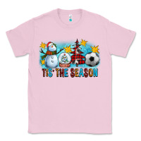 Bubblegum Pink Tis The Season Christmas With Soccer Ball And Snowman Classic Tee - FaDigitalArtStudio