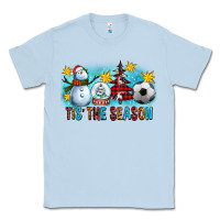 Dusty Blue Tis The Season Christmas With Soccer Ball And Snowman Classic Tee - FaDigitalArtStudio