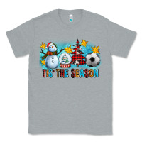 Heather Grey Tis The Season Christmas With Soccer Ball And Snowman Classic Tee - FaDigitalArtStudio