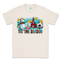 Natural Tis The Season Christmas With Soccer Ball And Snowman Classic Tee - FaDigitalArtStudio