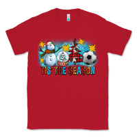 Red Tis The Season Christmas With Soccer Ball And Snowman Classic Tee - FaDigitalArtStudio